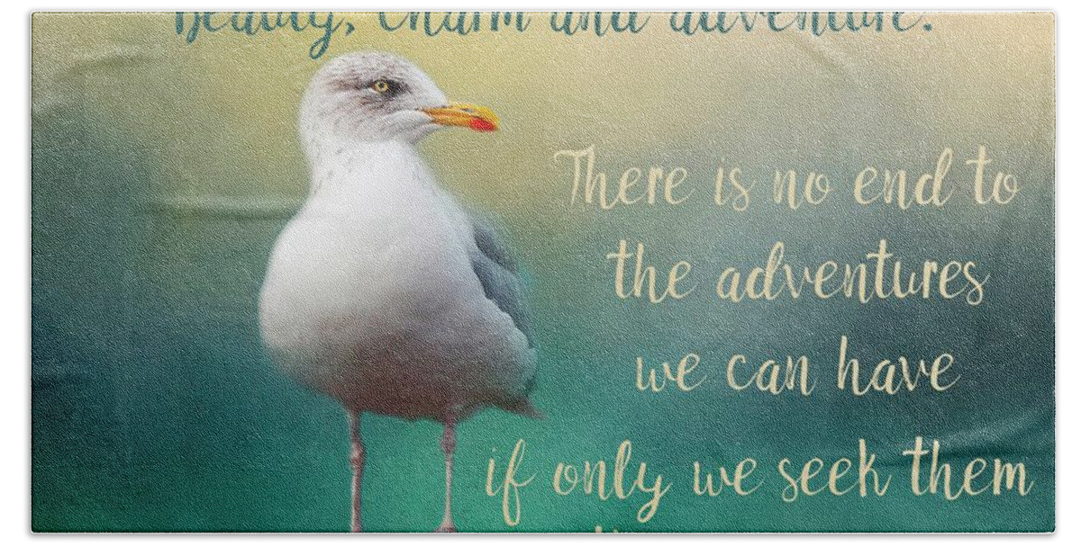 Seagull Hand Towel featuring the photograph Beauty, Charm and Adventure by Teresa Wilson