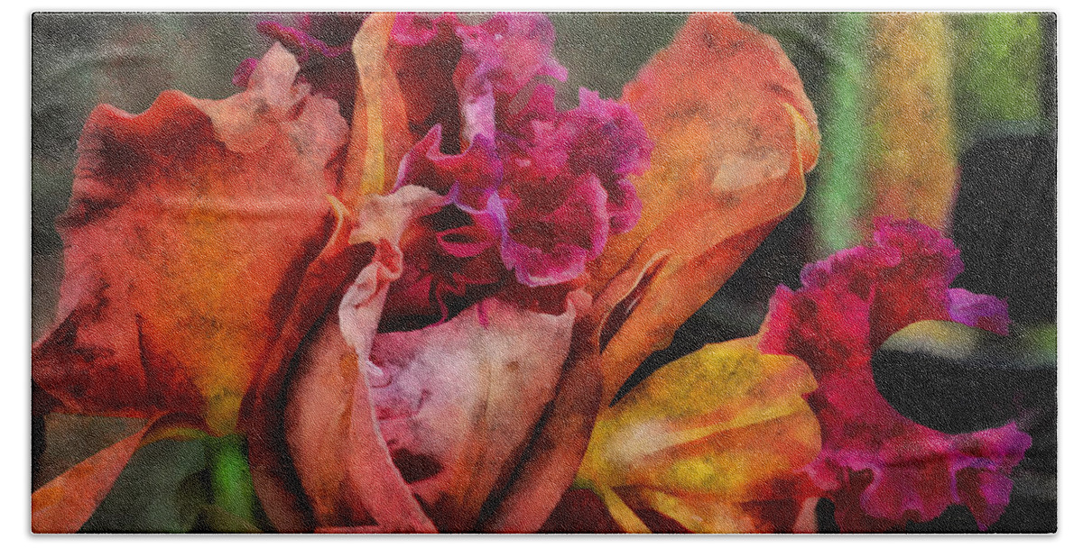 Flower Bath Towel featuring the mixed media Beauty Of An Orchid by Trish Tritz