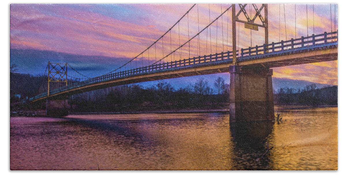 America Hand Towel featuring the photograph Beaver Bridge Sunset - Eureka Springs Arkansas - Square Format by Gregory Ballos
