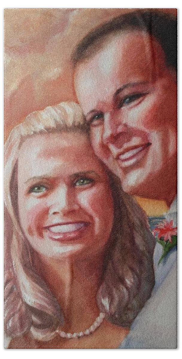 Couple Hand Towel featuring the painting Becky and Chris by Marilyn Jacobson