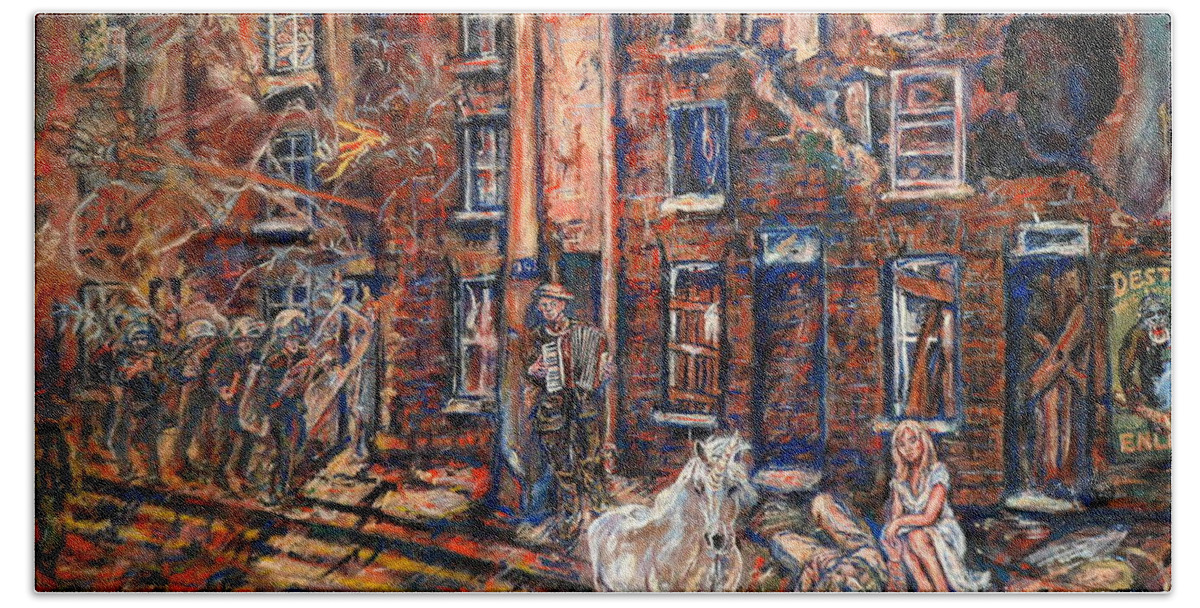 Delapidated Street Hand Towel featuring the painting Before Gentrification by Rosanne Gartner