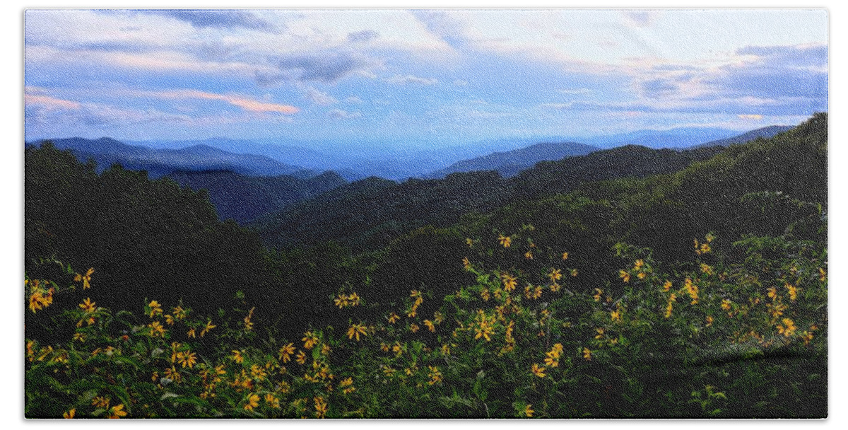 Blue Ridge Parkway Hand Towel featuring the photograph Before Sunset On The Blue Ridge Parkway by Carol Montoya