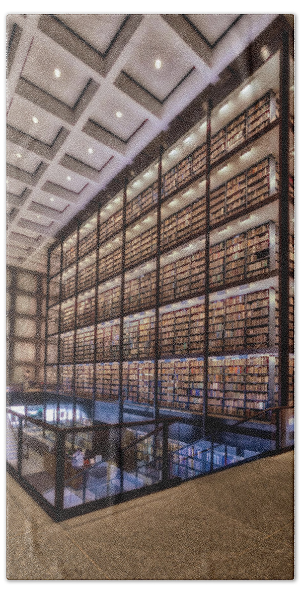 Yale University Library Bath Towel featuring the photograph Beinecke Rare Book and Manuscript Library by Susan Candelario