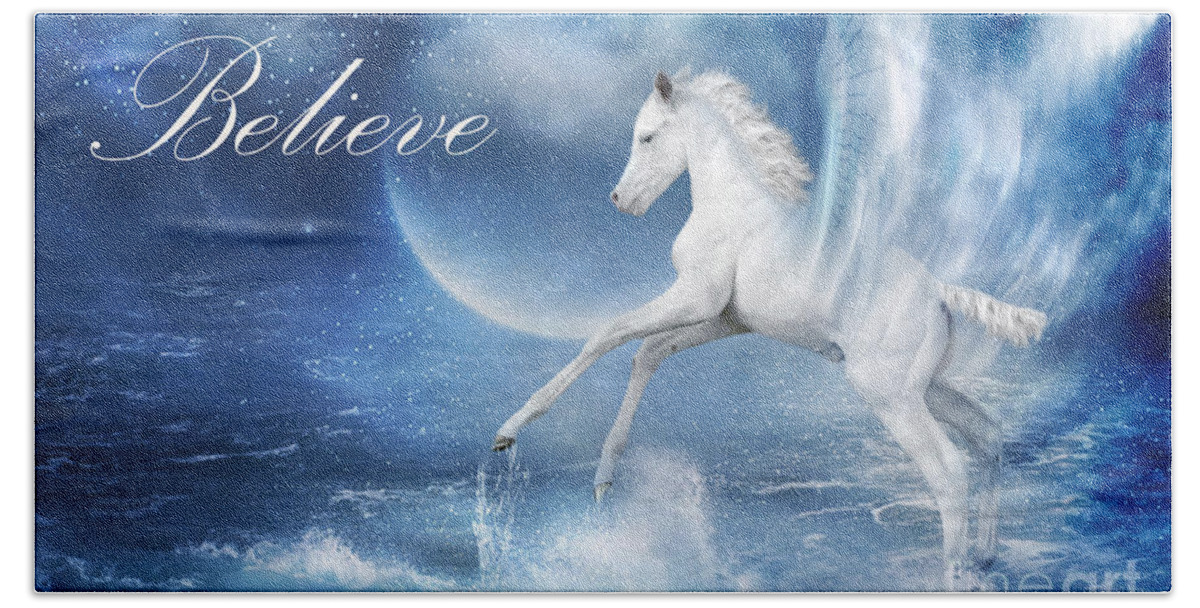 Horse Hand Towel featuring the digital art Believe by Trudi Simmonds