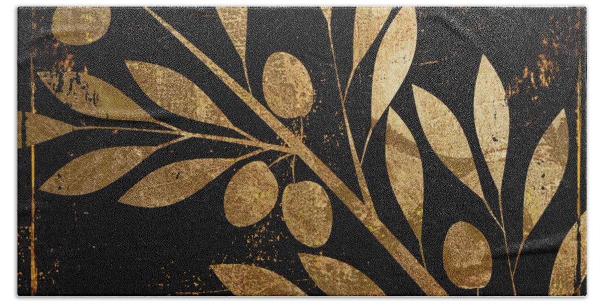 Gold And Black Hand Towel featuring the painting Bellissima by Mindy Sommers