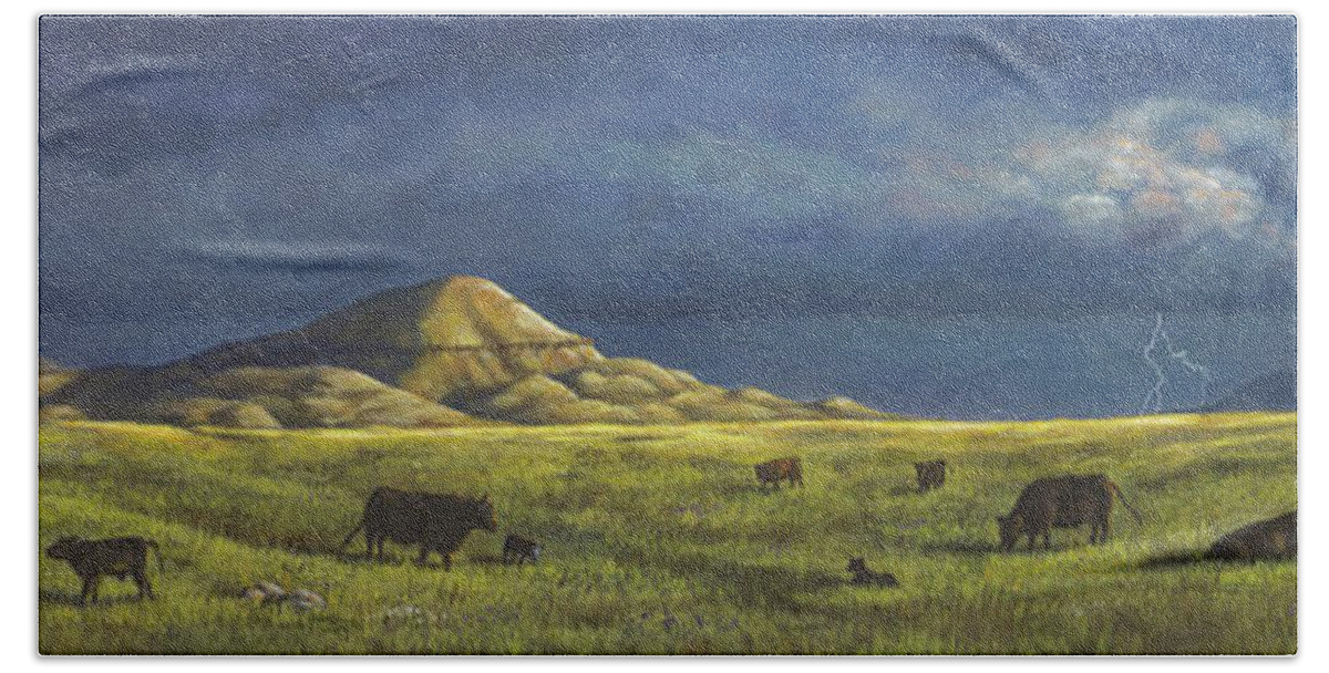 Belt Hand Towel featuring the painting Belt Butte Spring by Kim Lockman