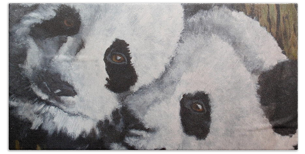 Pandas Bath Towel featuring the painting Ben and Bob by Carol Russell