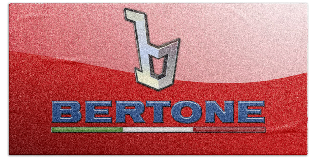 �wheels Of Fortune� Collection By Serge Averbukh Hand Towel featuring the photograph Bertone 3 D Badge on Red by Serge Averbukh