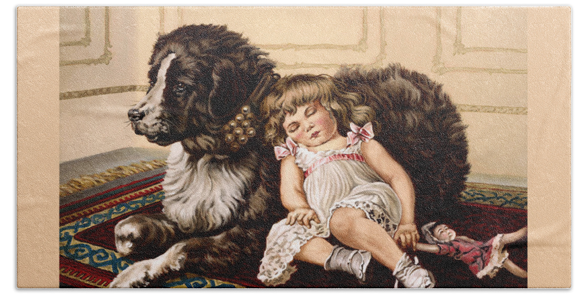Victorian Bath Towel featuring the painting Best Friends by Richard De Wolfe