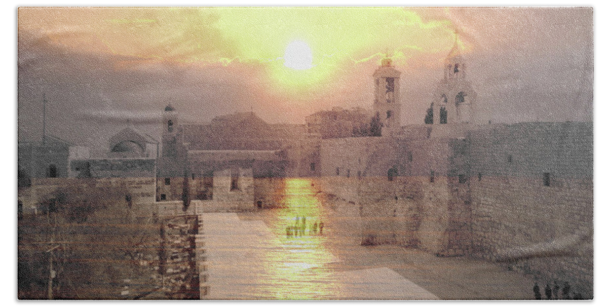 Bethlehem Bath Towel featuring the photograph Bethlehem Sunrise 1900 by Munir Alawi