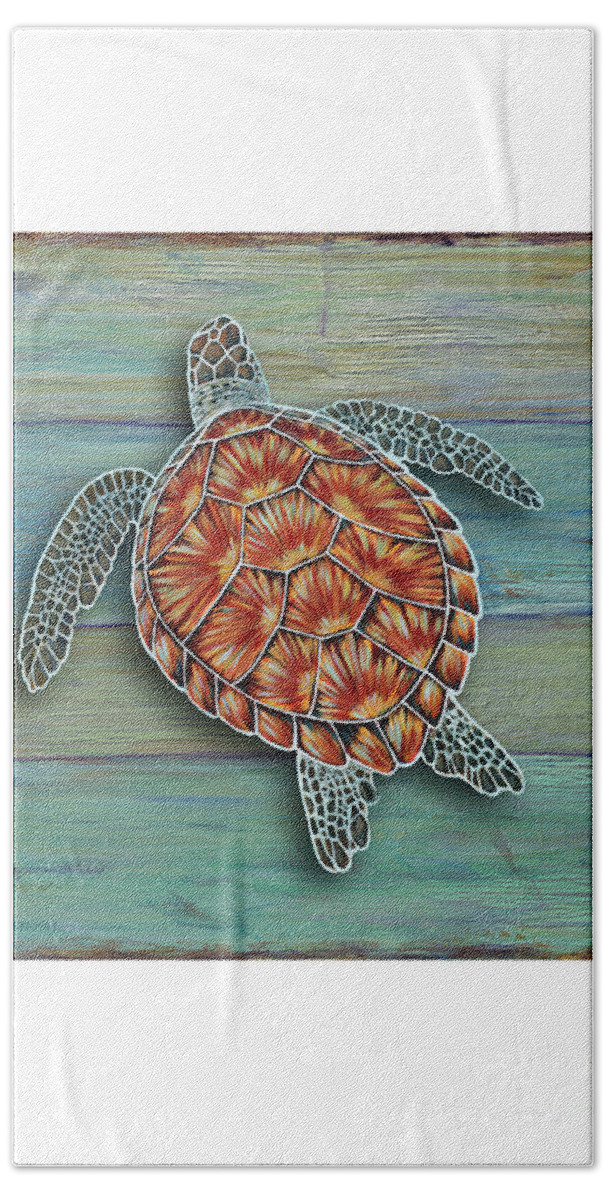 Sea Turtle Hand Towel featuring the painting Beyond the Sea 3 by Danielle Perry