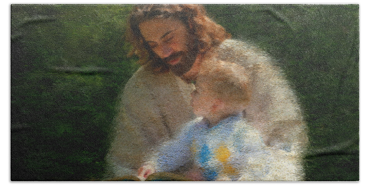 Jesus Hand Towel featuring the painting Bible Stories by Greg Olsen