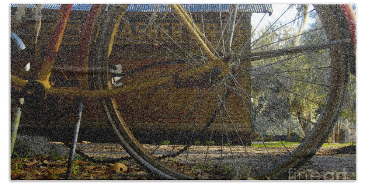 Bicycle Bath Sheet featuring the photograph Bicycle at Micanopy by David Lee Thompson