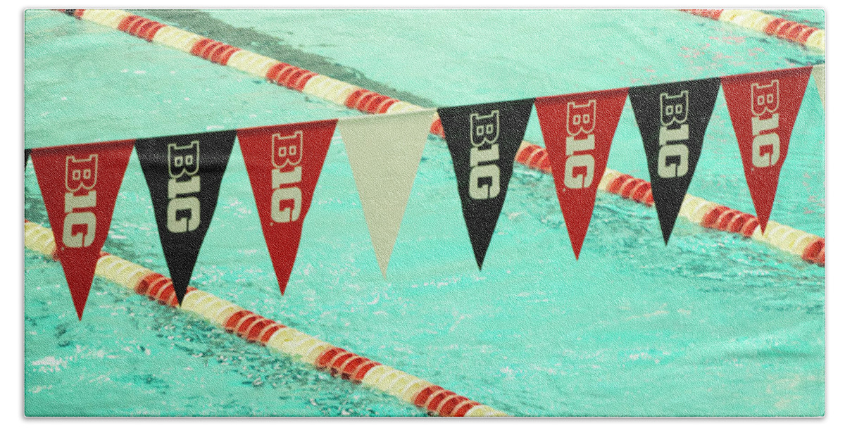 Pool Bath Towel featuring the photograph Big 10 pennants - UW Madison by Steven Ralser