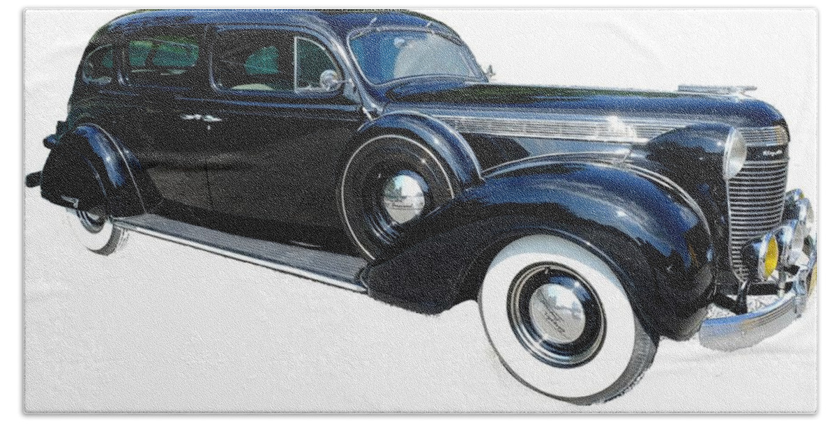 Vintage Bath Towel featuring the photograph 1937 Black Chrysler Imperial by Stacie Siemsen
