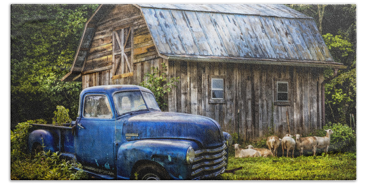 1940s Bath Towel featuring the photograph Big Blue at the Farm by Debra and Dave Vanderlaan