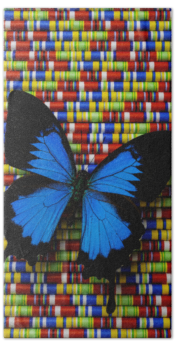 Single Bath Towel featuring the photograph Big Blue Butterfly by Garry Gay
