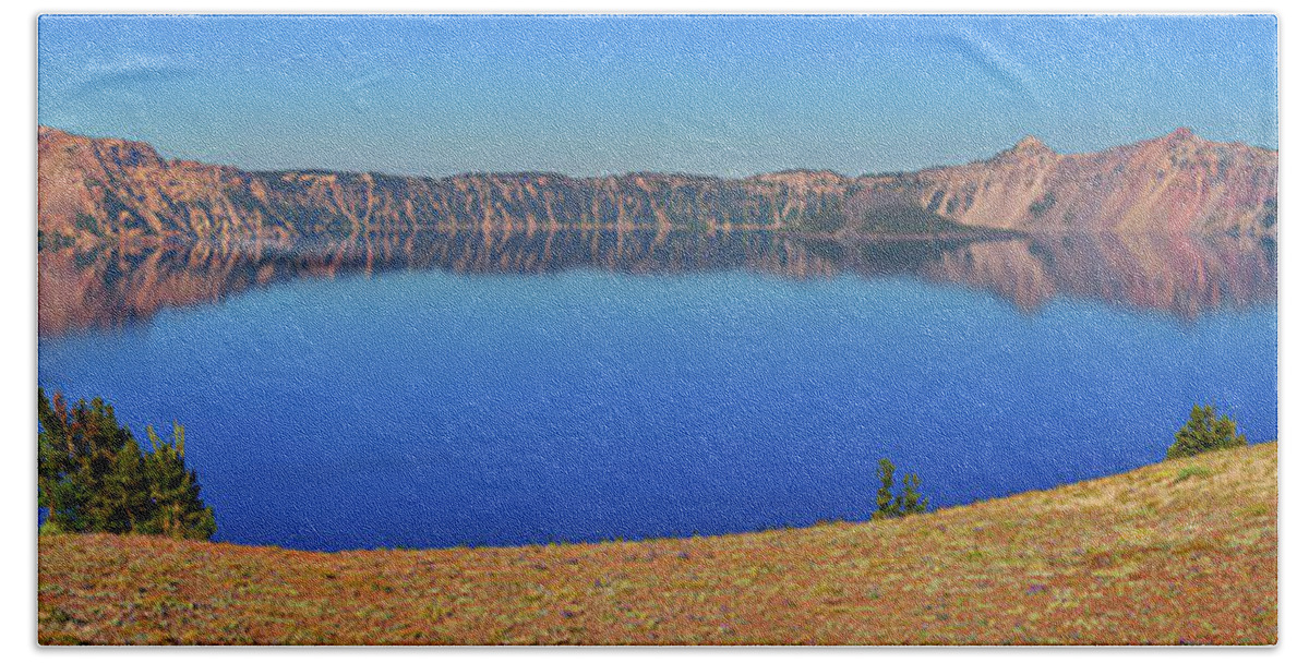 Crater Lake Hand Towel featuring the photograph Big Blue by Greg Norrell