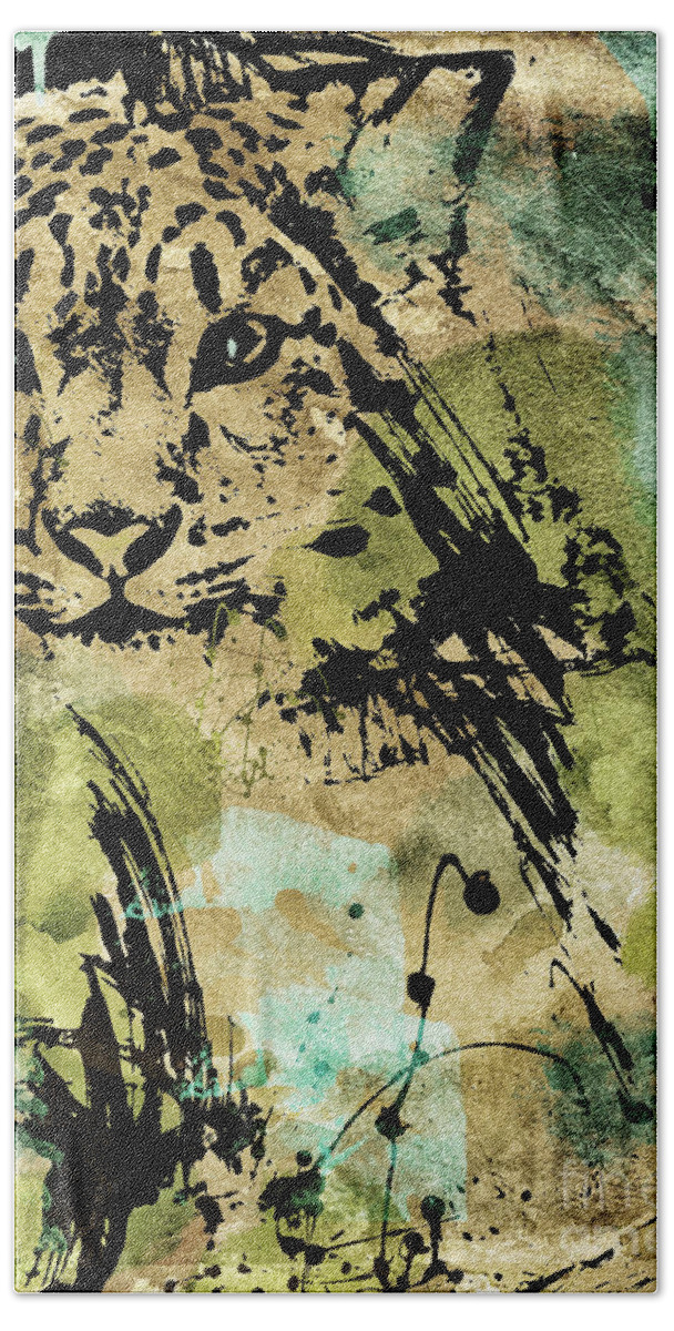 Cat Bath Towel featuring the painting Big Cat by Mindy Sommers