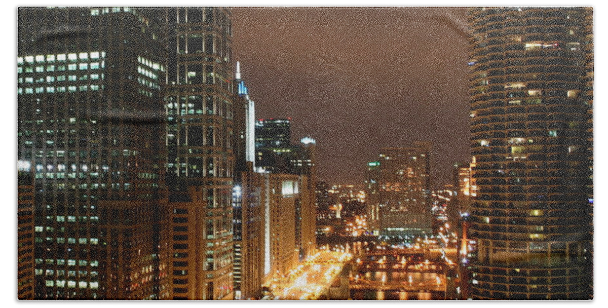 Cityscape Hand Towel featuring the photograph Big City Lights by Julie Lueders 