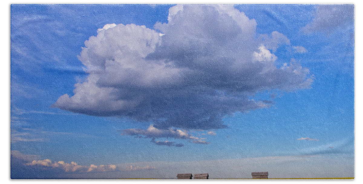 Canola Bath Towel featuring the photograph Big Clouds by Bill Cubitt