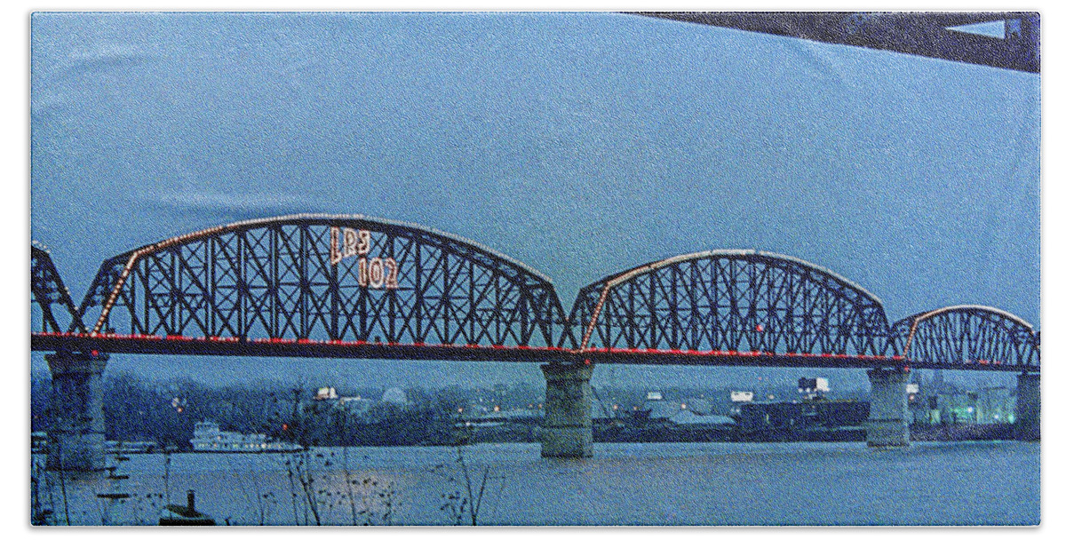 Louisville Hand Towel featuring the photograph Big Four Bridge by Erich Grant