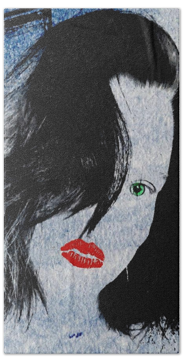 Girl Bath Towel featuring the photograph Big Lips PopArt by Kathy Barney