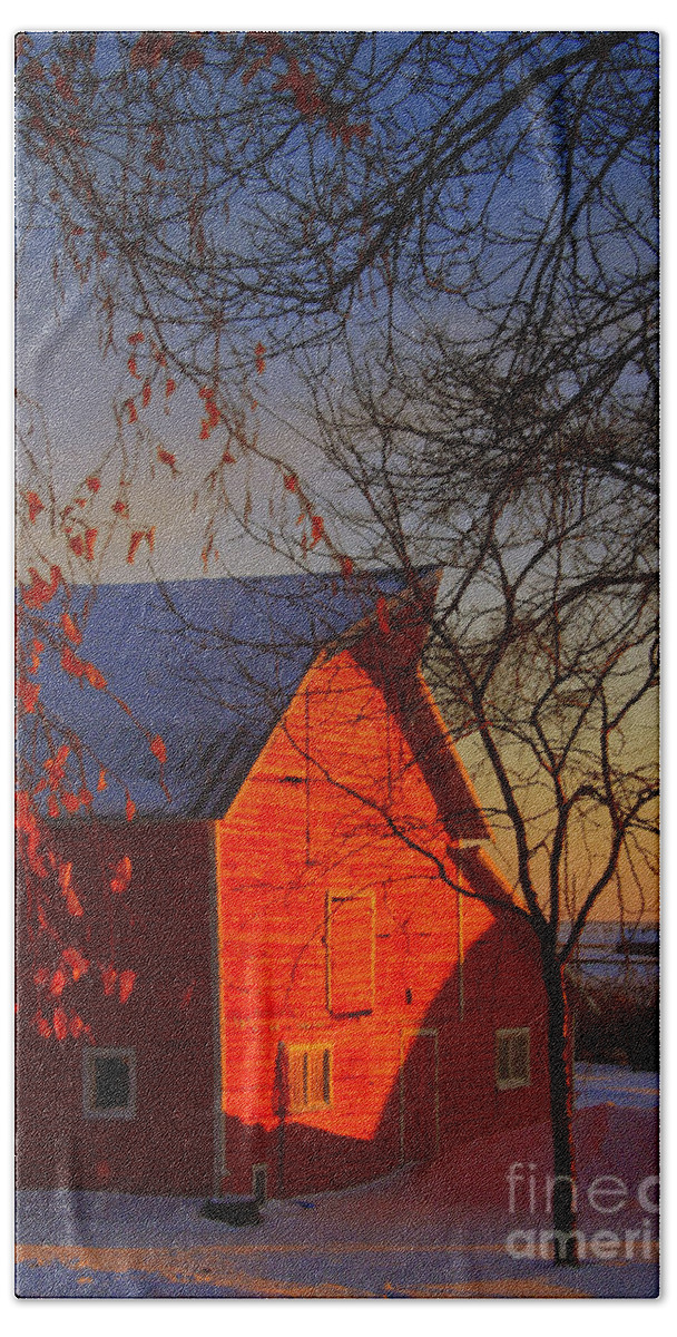 Barn Hand Towel featuring the photograph Big red barn by Julie Lueders 