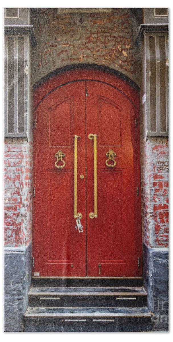 Doors Hand Towel featuring the photograph Big Red Doors by Perry Webster