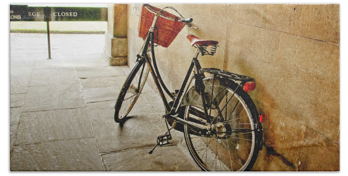 Christ's College Bath Towel featuring the photograph Bike at the school gate. by Elena Perelman