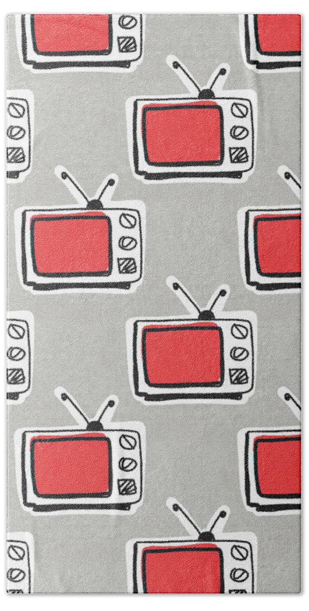 Tv Bath Towel featuring the digital art Binge Watching- Art by Linda Woods by Linda Woods