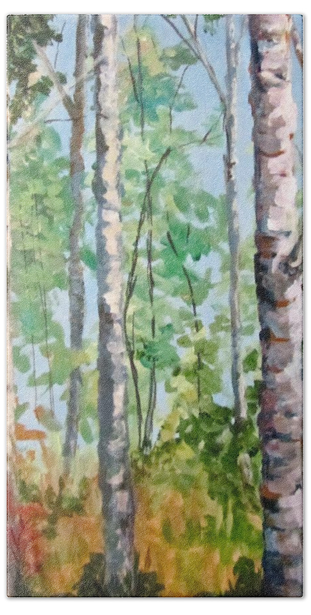 Landscape Bath Towel featuring the painting Birch by Barbara O'Toole
