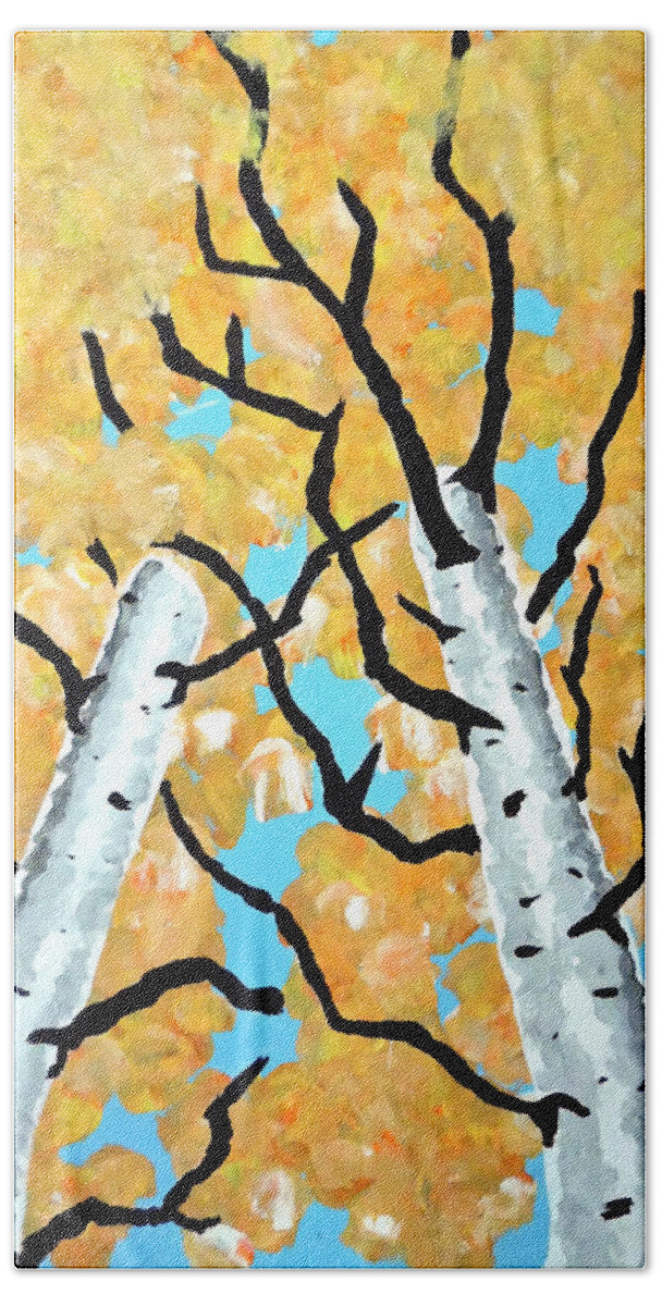 Aspen Birch Hand Towel featuring the painting Birch Trees by Jilian Cramb - AMothersFineArt