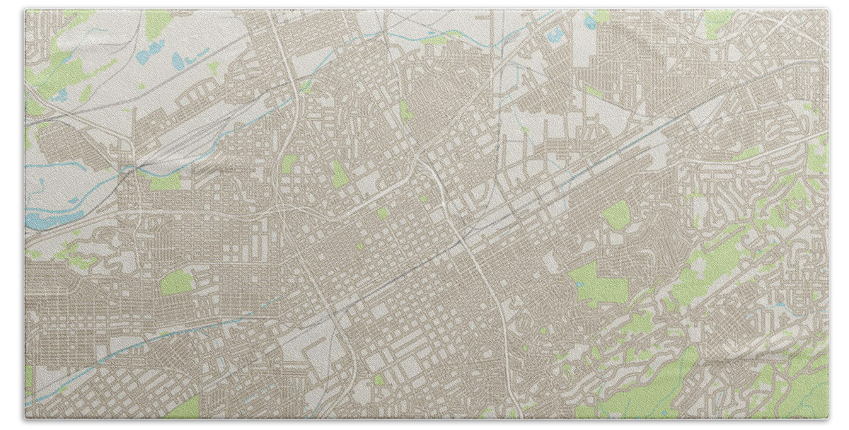 Birmingham Bath Towel featuring the digital art Birmingham Alabama US City Street Map by Frank Ramspott