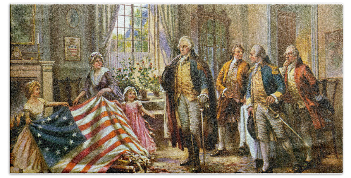 George Washington Hand Towel featuring the photograph Birth Of Old Glory 1777 by Science Source