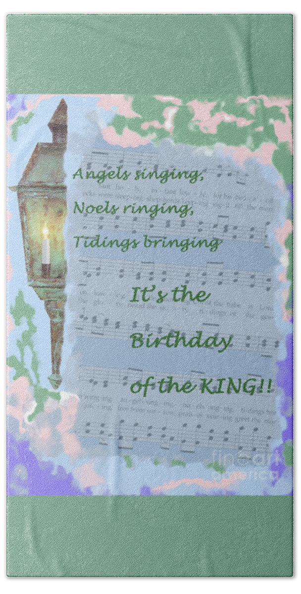 Christmas Hand Towel featuring the painting Birthday of the King by Sandy McIntire