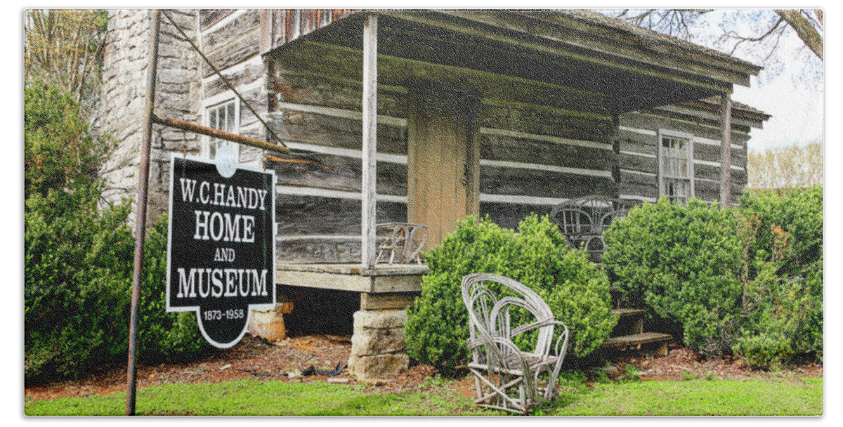 Log Cabin Bath Towel featuring the photograph Birthplace of WC Handy by Chris Smith