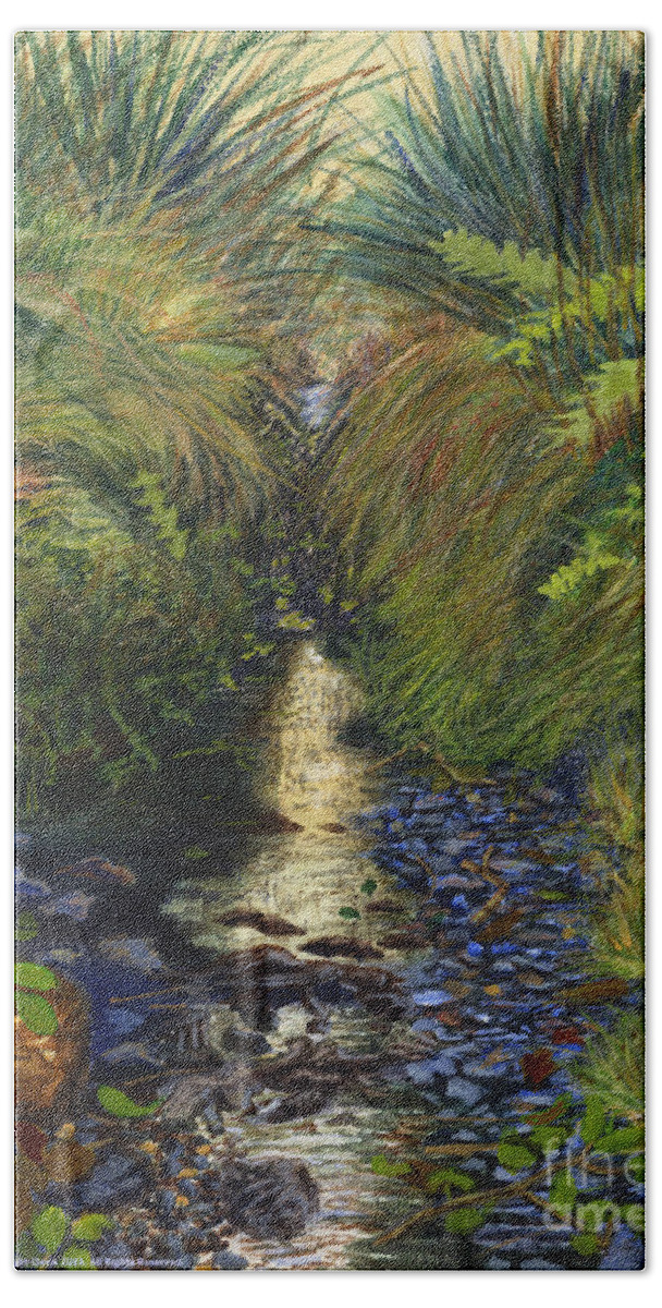 Bishop Brook Mountain Stream Bath Towel featuring the painting Bishop Brook Mountain Stream by Edward McNaught-Davis