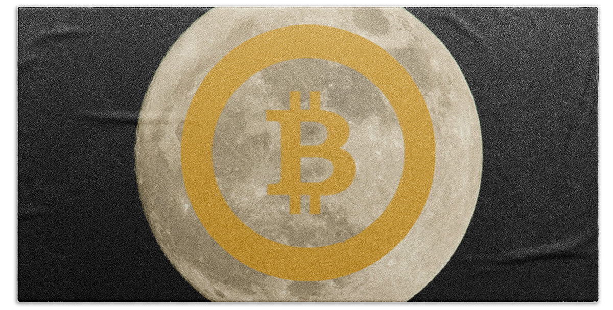 Bitcoin Hand Towel featuring the photograph Bitcoin to the Moon by Britten Adams