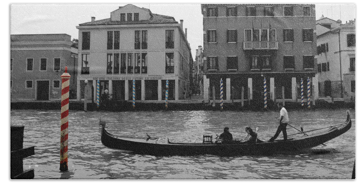 Venice Bath Towel featuring the photograph Black and White Venice by Andrew Fare