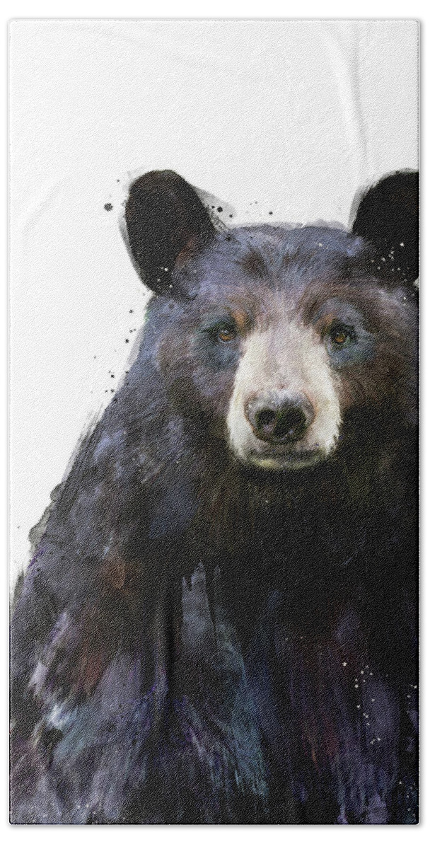Bear Hand Towel featuring the painting Black Bear by Amy Hamilton