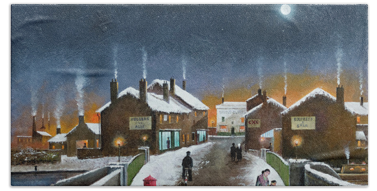 England Bath Towel featuring the painting Black Country Winter - England by Ken Wood