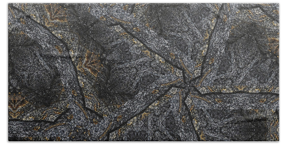 Rock Bath Towel featuring the photograph Black Granite Kaleido #1 by Peter J Sucy