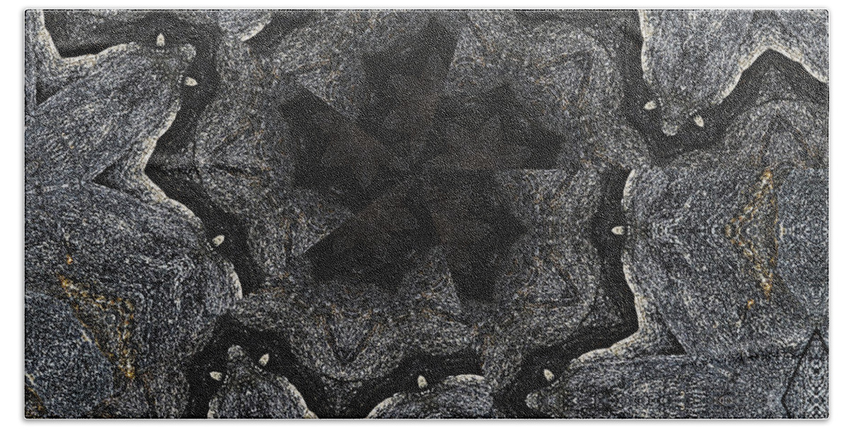 Rock Bath Towel featuring the photograph Black Granite Kaleido #2 by Peter J Sucy