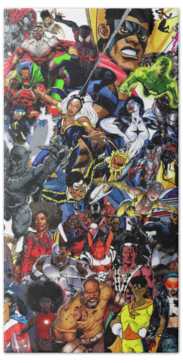 Black Heroes Matter Hand Towel featuring the mixed media Black Heroes Matter by Nic The Artist