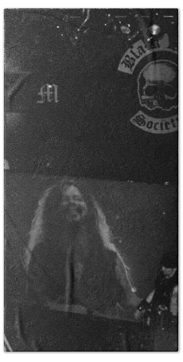 Black Label Society Bath Towel featuring the photograph Black Label Dimebag by Samantha Lusby
