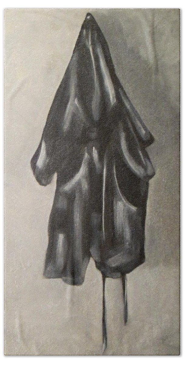 Impressionist Hand Towel featuring the painting Black robe by Patricia Cleasby
