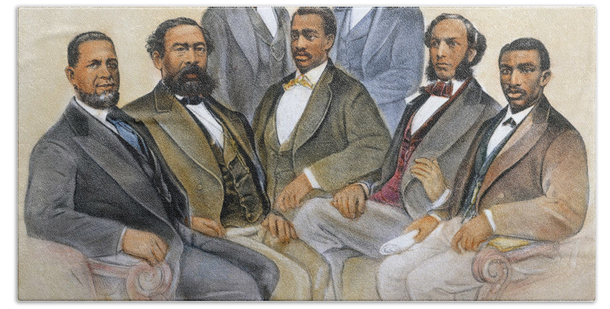 -acts & Administrations- Bath Towel featuring the photograph Black Senators, 1872 by Granger