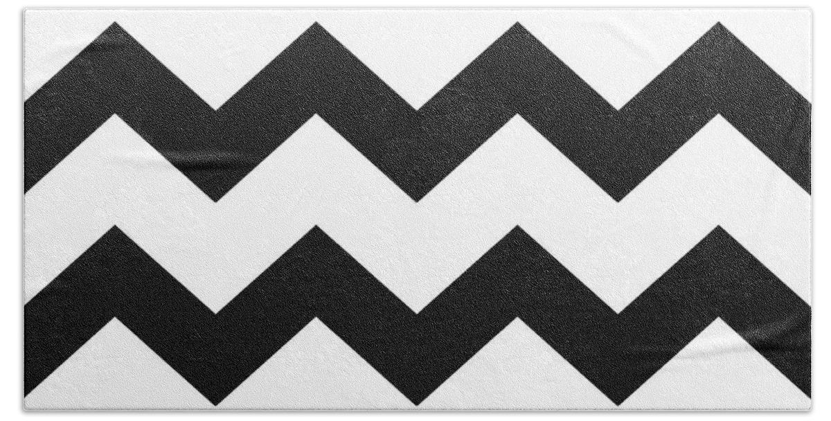 Black And White Bath Towel featuring the mixed media Black White Geometric Pattern by Christina Rollo