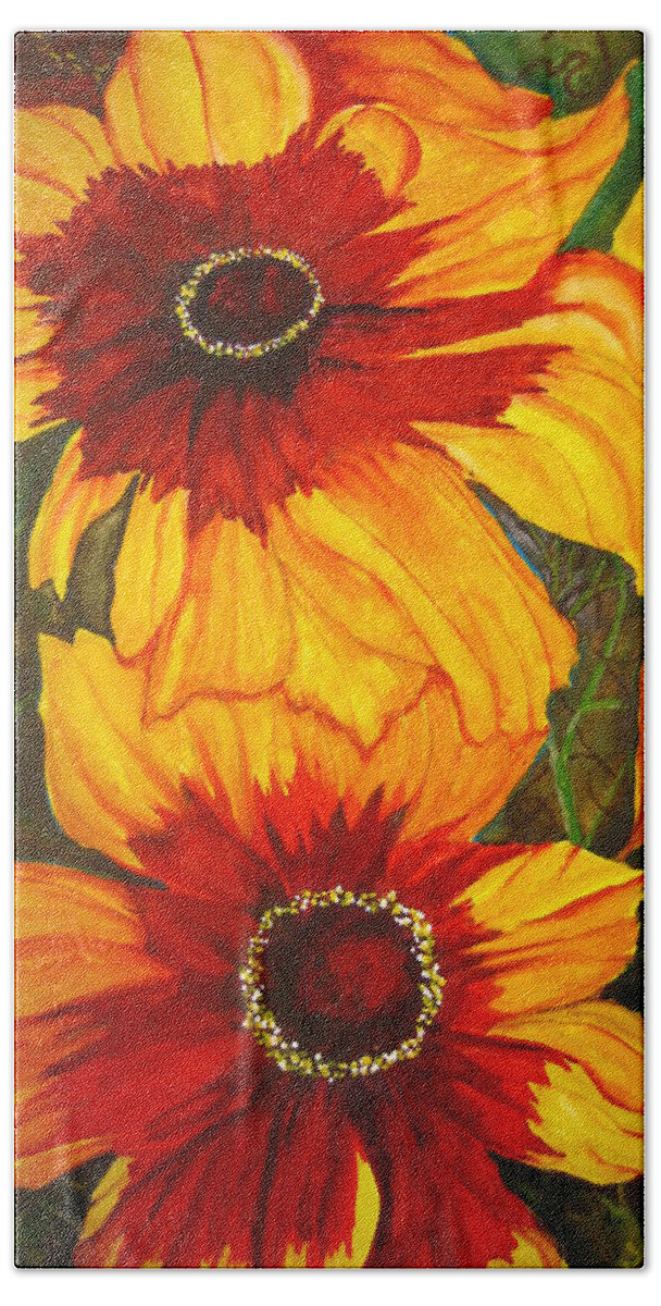 Flower Dance Bath Towel featuring the painting Blanket Flower by Lil Taylor